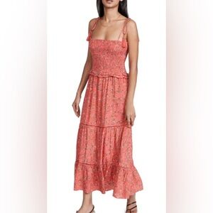 Lost + Wander Pink Strapless Ruffled Sundress